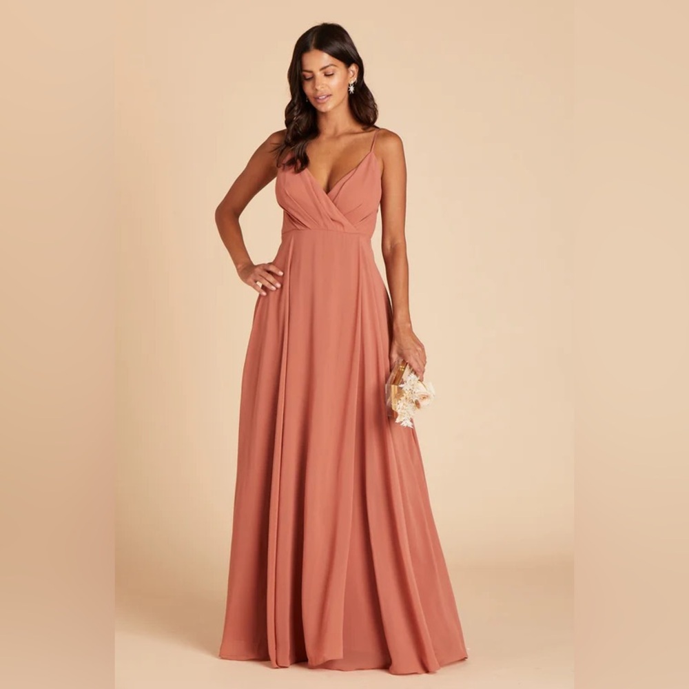 Birdy Grey Kaia Chiffon Bridesmaid Dress with pockets in Terracotta